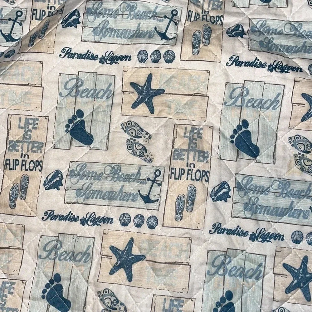 pillow sham Quilt bedding beach starfish anchor flip flop pattern blue white